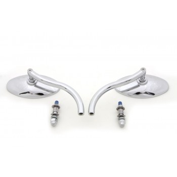 ALUMINIUM CHROME OVAL WYATT GATLING MIRRORS CUSTOM BIKE AND HARLEY DAVIDSON