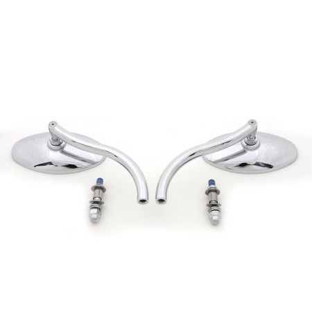 MIROIRS EN ALUMINIUM WYATT GATLING OVALE CHROME MOTO CUSTOM ET HARLEY DAVIDSON