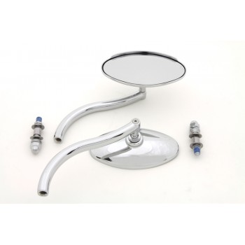 ALUMINIUM CHROME OVAL WYATT GATLING MIRRORS CUSTOM BIKE AND HARLEY DAVIDSON