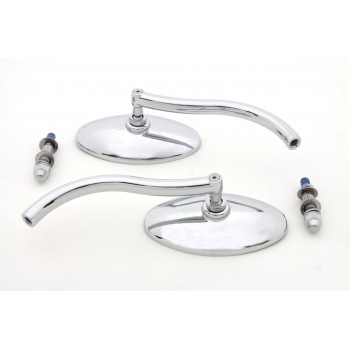 ALUMINIUM CHROME OVAL WYATT GATLING MIRRORS CUSTOM BIKE AND HARLEY DAVIDSON