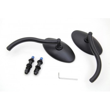 ALUMINIUM BLACK OVAL WYATT GATLING MIRRORS CUSTOM BIKE AND HARLEY DAVIDSON