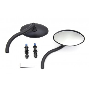 ALUMINIUM BLACK OVAL WYATT GATLING MIRRORS CUSTOM BIKE AND HARLEY DAVIDSON