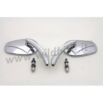 SPECCHIETTI IN ALLUMINIO OMOLOGATI WYATT GATLING TAPERED CROMATI MOTO CUSTOM E HARLEY DAVIDSON