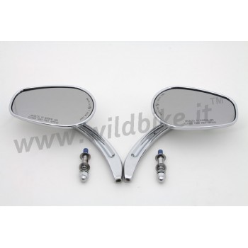 MIROIRS EU APPROUVEE EN ALUMINIUM WYATT GATLING TAPERED CHROME MOTO CUSTOM ET HARLEY DAVIDSON