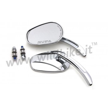 ALUMINIUM CHROME TAPERED WYATT GATLING MIRRORS EU APPROVED CUSTOM BIKE AND HARLEY DAVIDSON