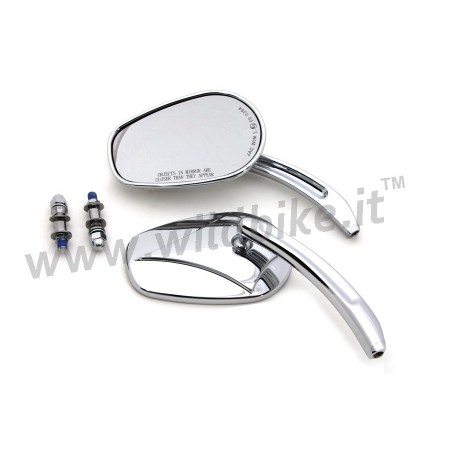 MIROIRS EU APPROUVEE EN ALUMINIUM WYATT GATLING TAPERED CHROME MOTO CUSTOM ET HARLEY DAVIDSON