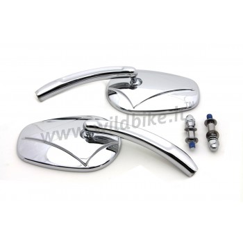 ALUMINIUM CHROME TAPERED WYATT GATLING MIRRORS EU APPROVED CUSTOM BIKE AND HARLEY DAVIDSON