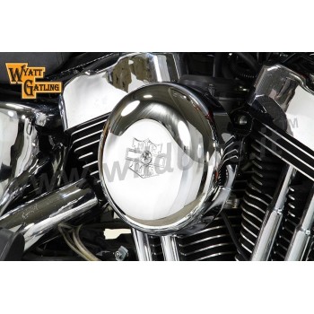 AIR CLEANER KIT BOX WYATT GATLING ROUND CHROME HARLEY DAVIDSON XL SPORTSTER '07-'19