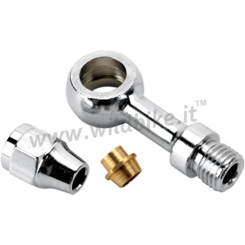 RACCORD DE BANJO UNIVERSEL CHROMÉ DROIT 10MM x 3/8 " MOTOCYCLETTE ET HARLEY DAVIDSON