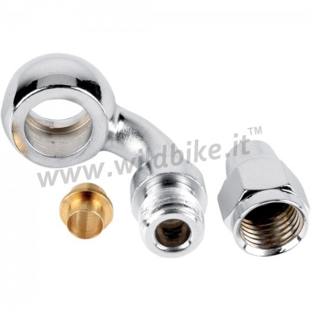 RACCORDO BANJO UNIVERSALE CROMATO CURVO 35° 10MM x 3/8 "MOTO E HARLEY DAVIDSON