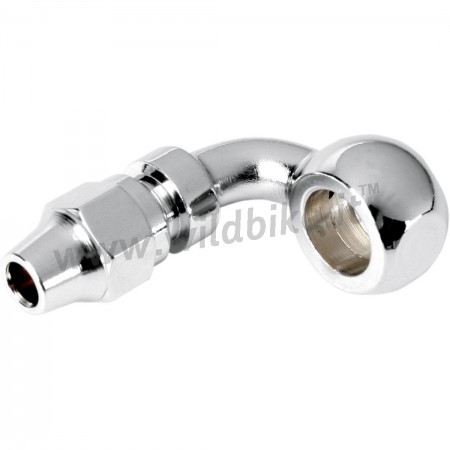 CHROME UNIVERSAL BANJO FITTING CURVED 90° 10MM x 3/8 " MOTORCYCLE AND HARLEY DAVIDSON