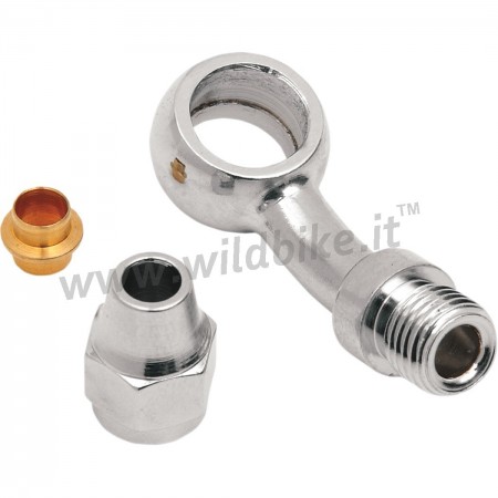 RACCORD DE BANJO UNIVERSEL CHROMÉ COURBE 35 ° 7/16" MOTOCYCLETTE ET HARLEY DAVIDSON