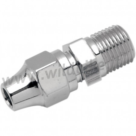 RACCORD DE FREIN UNIVERSEL CHROME DROIT MALE NPT 1/8" MOTOCYCLETTE ET HARLEY DAVIDSON