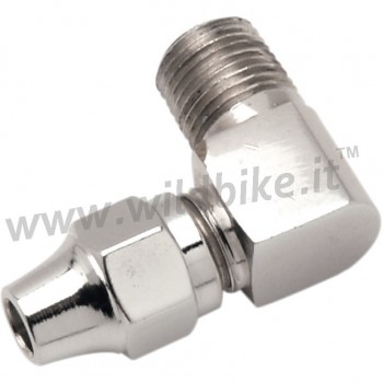 CHROME UNIVERSAL BRAKE FITTING CURVED 90° MALE NPT 1/8" MOTORCYCLE AND HARLEY DAVIDSON