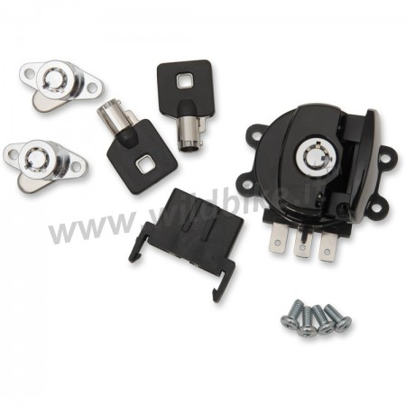 SIDE HINGE IGNITION SWITCH AND SADDLEBAG LOCK KITS BLACK FOR  HARLEY DAVIDSON FLHR ROAD KING '98-'13