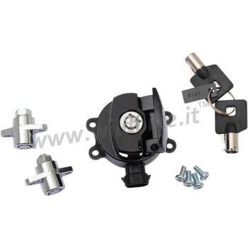 SIDE HINGE IGNITION SWITCH AND SADDLEBAG LOCK KITS BLACK FOR  HARLEY DAVIDSON FLHR ROAD KING '14-'18