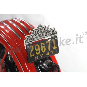 ORNAMENTO FREGIO 1940 NEW YORK PER PORTA TARGA MOTO CUSTOM E HARLEY DAVIDSON