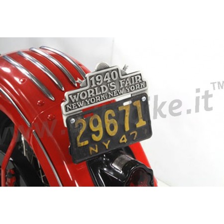 ORNAMENTO FREGIO 1940 NEW YORK PER PORTA TARGA MOTO CUSTOM E HARLEY DAVIDSON
