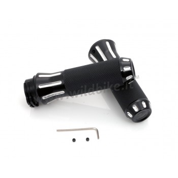 GRIPS ALUMINUM BLACK CUT COBRA FOR HARLEY DAVIDSON MOTORCYCLE