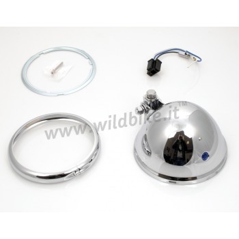 CORPO CALOTTA CROMATO FARO ANTERIORE DA 5-3/4” 145 MM CON MONTAGGIO INFERIORE MOTO