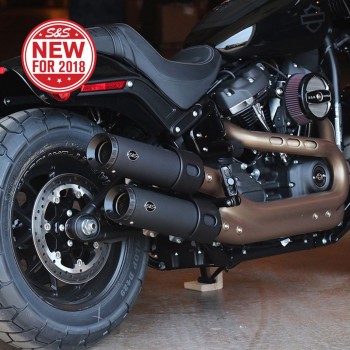 EXHAUSTS SLIP-ON MUFFLERS S&S GRAND NATIONAL MATT BLACK FOR HARLEY DAVIDSON SOFTAIL FAT BOB 2018