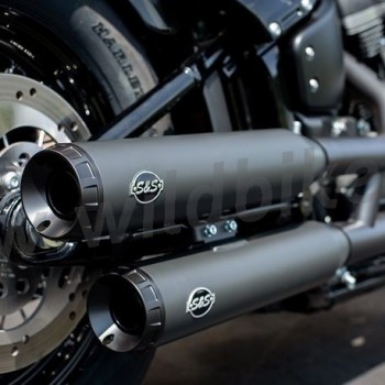 SILENCIEUX ÉCHAPPEMENTS S&S GRAND NATIONAL NOIR UE APPROUVÉ HARLEY DAVIDSON SOFTAIL M-EIGHT '18-'19