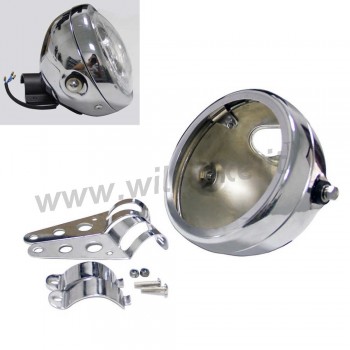 LOGEMENT DE LUMIÈRE PHARE 5 3/4 "145 MM CHROMEE AVEC SUPPORT LATÉRAL MOTOCYCLETTE