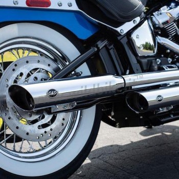 SCARICHI MARMITTE S&S SLASH CUT OMOLOGATI CROMATI HARLEY DAVIDSON SOFTAIL M-EIGHT '18-'19