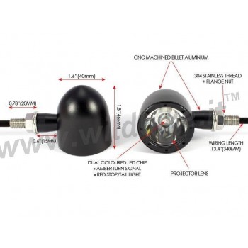 INDICATORI DI DIREZIONE FRECCE MULTIFUNZIONE NERE CREE LED PER MOTO CUSTOM E HARLEY DAVIDSON