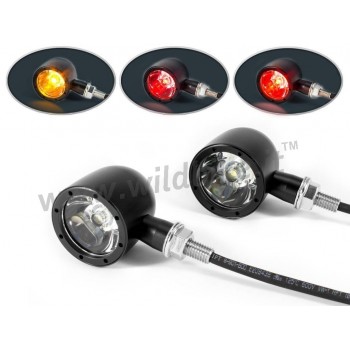 INDICATORI DI DIREZIONE FRECCE MULTIFUNZIONE NERE CREE LED PER MOTO CUSTOM E HARLEY DAVIDSON