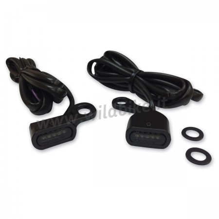 BLACK MINI TURN SIGNALS DRAG LED SMOKED EU APPROVED FOR HANDLEBAR HARLEY DAVIDSON XL SPORTSTER '04-'19