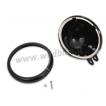 CORPO CALOTTA BATES NERA FARO FANALE DA 5-3/4” 145 MM CON MONTAGGIO INFERIORE MOTO