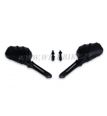 SPECCHIETTI NERI A MANO DI SCHELETRO PER MOTO CUSTOM E HARLEY