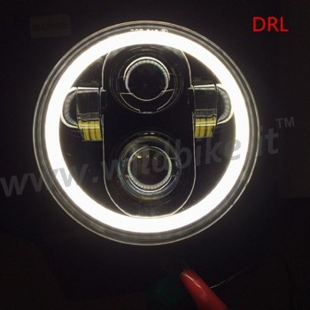 PHARES AVANT NOIR BRILLANT À LED HALO RING EU APPROUVÉ 155 MM BATES POUR MOTOCYCLETTE