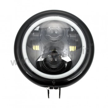 PHARES AVANT NOIR BRILLANT À LED HALO RING EU APPROUVÉ 155 MM BATES POUR MOTOCYCLETTE