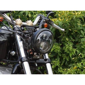 GLOSS BLACK HEADLIGHT ASSEMBLY SIX LED FRONT EU APPROVED 155 MM BATES FOR MOTORCYCLE