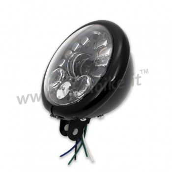 PHARES AVANT NOIR BRILLANT À LED MULTIFONCTION EU APPROUVÉ 155 MM BATES POUR MOTOCYCLETTE