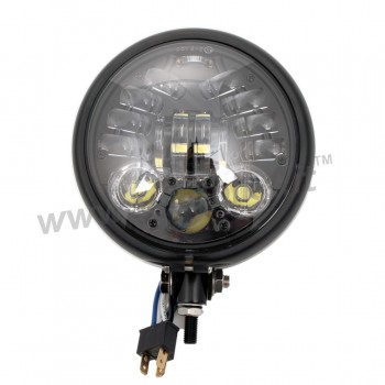FARO FANALE ANTERIORE OMOLOGATO LED MULTIFUNZIONE 6.15" 160 MM NERO OPACO PER MOTO E HARLEY DAVIDSON