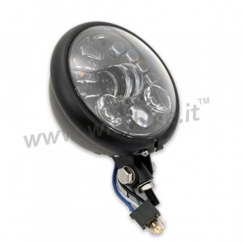 FARO FANALE ANTERIORE OMOLOGATO LED MULTIFUNZIONE 6.15" 160 MM NERO OPACO PER MOTO E HARLEY DAVIDSON