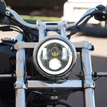 CORPS DE PHARES AVANT À LED EU APPROUVÉ 5.75 SUPERLIGHT ANNEAU HALO HARLEY DAVIDSON FXD DYNA 97-17