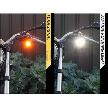INDICATORI FRECCE ANTERIORI BULLET MULTIFUNZIONE NERE CREE LED PER MOTO CUSTOM E HARLEY DAVIDSON
