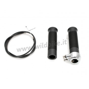 KIT MANOPOLE NERE CON COMANDO ACCELLERATORE DA 1" 25 MM. PER MANUBRIO MOTO 