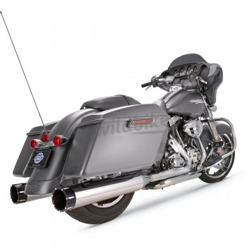 SILENCIEUX D'ECHAPPEMENTS SLIP-ON 4.5" S&S MK TRACER EU APPROUVEE CHROME/NOIR HARLEY DAVIDSON FLH/FLT TOURING M-EIGHT '18-'19