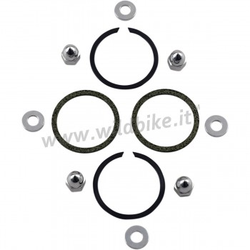 KIT GUARNIZIONI E DADI CROMATI PER RACCORDO COLLETTORI  SCARICHI MARMITTE HARLEY DAVIDSON '84-'19RDSTREET SLIMBAGS HARLEY XL SPO