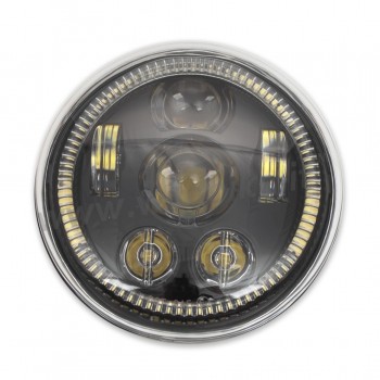 PHARES AVANT LED ANNEAU EU APPROUVÉ SUPERLIGHT NOIR POUR HARLEY DAVIDSON V-ROD