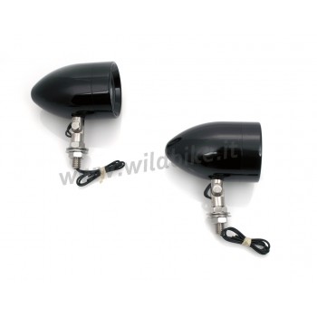 FARETTI AUSILIARI VIZOR BULLET ALOGENI IN ALLUMINIO NERO 55 MM 12V/50W. MOTO CUSTOM E HARLEY DAVIDSON