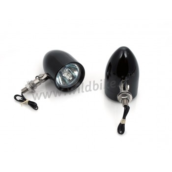 LICHTER VIZOR ALUMINIUM SCHWARZ HALOGEN 55 MM 12V / 50W  MOTORRAD CUSTOM UND HARLEY DAVIDSON