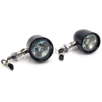 LIGHTS VIZOR ALUMINIUM BLACK HALOGEN  55 MM 12V/50W CUSTOM MOTORCYCLE AND HARLEY DAVIDSON