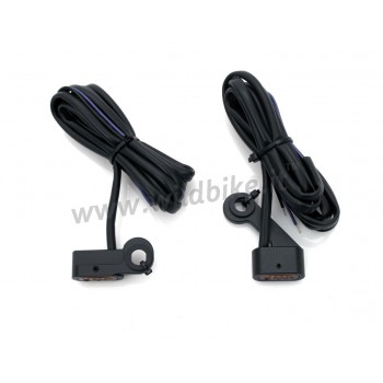 MINI BLACK TURN SIGNALS DRAG LED AMBRE EU APPROVED FOR HANDLEBAR HARLEY DAVIDSON FXST/FLST SOFTAIL '99-'17