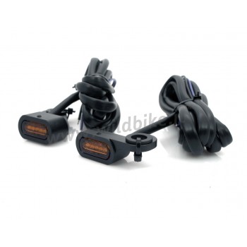 MINI FRECCE ANTERIORI NERE A LED AMBRA OMOLOGATE PER MANUBRIO HARLEY DAVIDSON FXD DYNA '99-'17